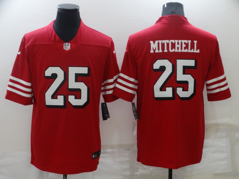 Nike 49ers 25 Elijah Mitchell Red Color Rush Vapor Limited Jersey,We sell and wholesale Nike 49ers 25 Elijah Mitchell Red Color Rush Vapor Limited Jersey on line form chian!